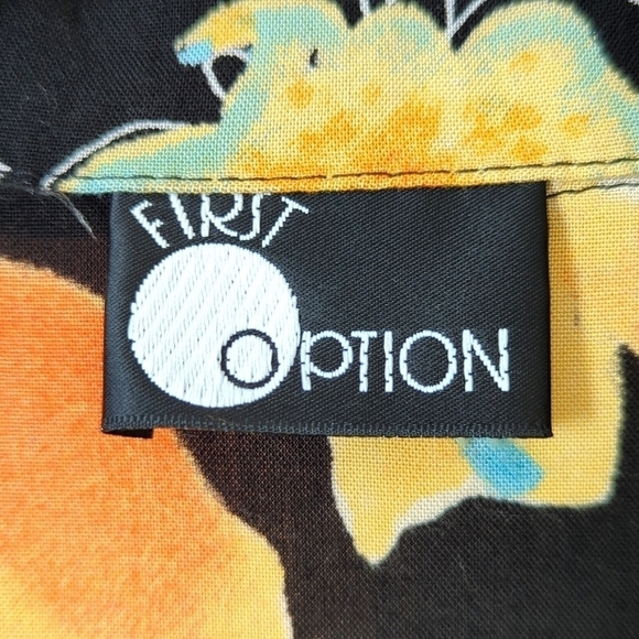 First Option 90's Vintage Colorful Floral Short Sleeve Button Down Top Black M - Picture 4 of 11